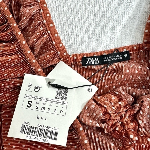 NWT Zara polka dot ruffle sleeve crop top size S - Picture 5 of 6